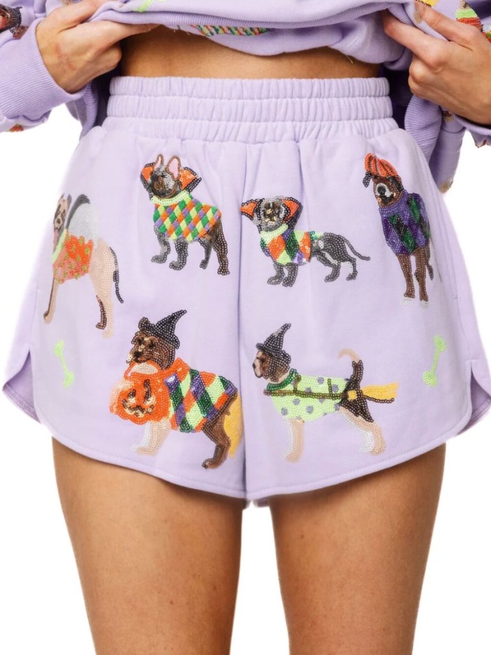 QUEEN OF SPARKLES Lavender Halloween Dog Shorts